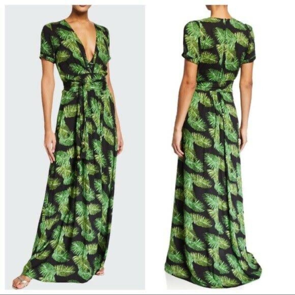 Melissa Odabash Lou Palm Leaf Tropical Print Maxi Dress